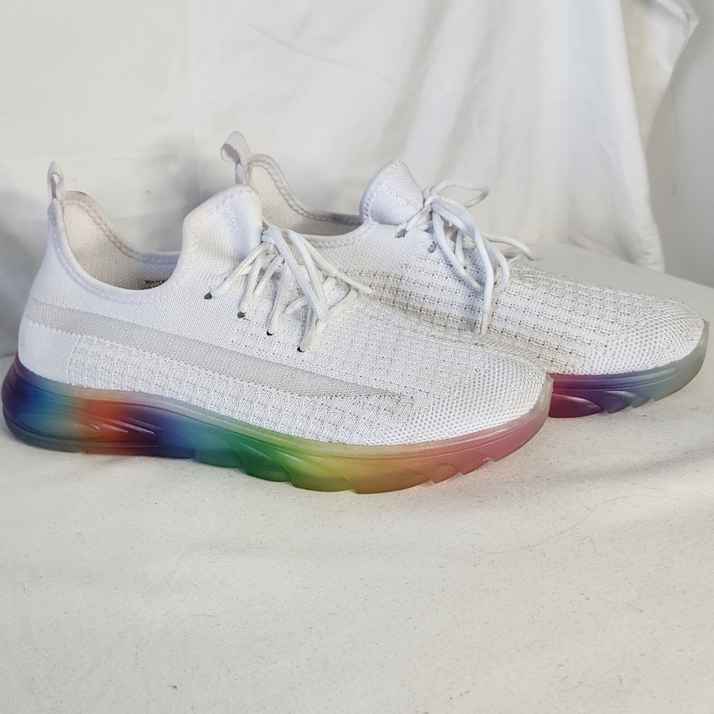 Wanted Rainbow Pride Sole Sneakers Knit Athletic Lightweight Shoes Size 9